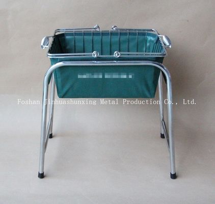 Cesta de fio da cor verde W215mm L285mm para o banheiro, Kicthen com punhos, base, saco de pano
