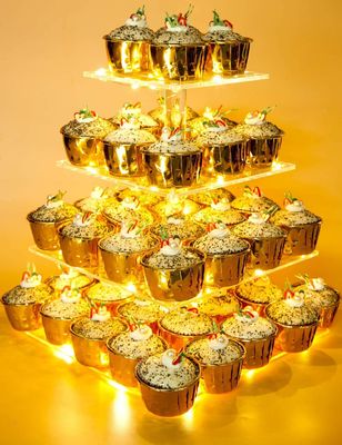 Suporte acrílico do queque da série da pastelaria 4 para o banquete de casamento do aniversário