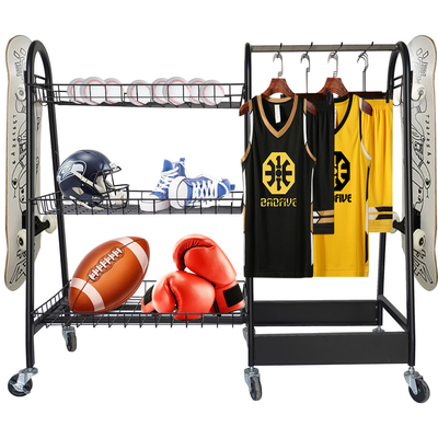 15kg/prateleira da bola de rugby da cremalheira do armazenamento material desportivo da camada com rodas