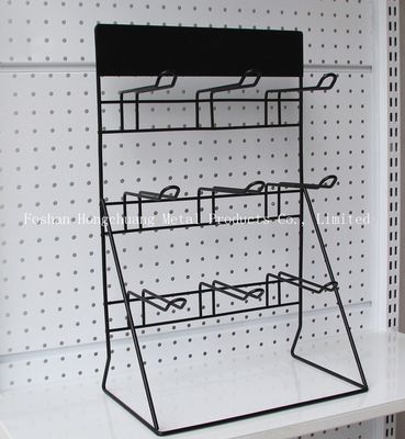 Cremalheira de exposição preta da bateria de H500mm W310mm, cremalheira Pegboard da ferramenta da parede da garagem