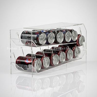 Caixa de armazenamento acrílica clara do certificado portátil do pneu do TUV dois para a bebida, cremalheira plástica do armazenamento da despensa das conservas alimentares