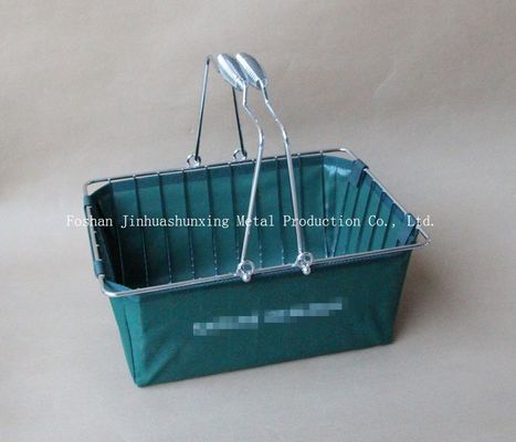 Cesta de fio da cor verde W215mm L285mm para o banheiro, Kicthen com punhos, base, saco de pano