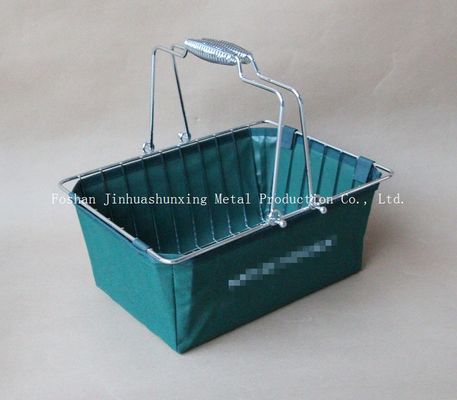 Cesta de fio da cor verde W215mm L285mm para o banheiro, Kicthen com punhos, base, saco de pano