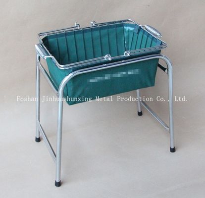 Cesta de fio da cor verde W215mm L285mm para o banheiro, Kicthen com punhos, base, saco de pano