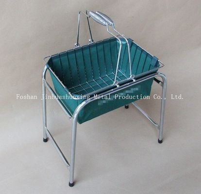 Cesta de fio da cor verde W215mm L285mm para o banheiro, Kicthen com punhos, base, saco de pano
