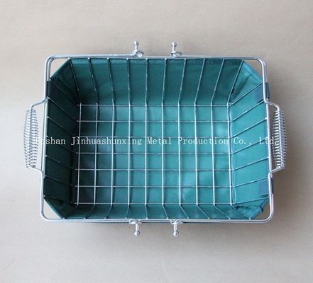 Cesta de fio da cor verde W215mm L285mm para o banheiro, Kicthen com punhos, base, saco de pano
