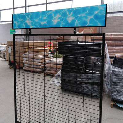 Retalho Multi-funcional Mesh Wire Hanging Display Rack do supermercado com quadros de avisos do PVC
