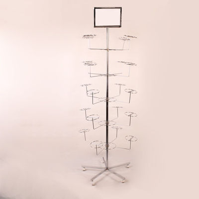 Cremalheira de chapéu de gerencio do chapéu de HongChuang 5-Tier 20, cremalheira do assoalho do metal para tampões com anúncio