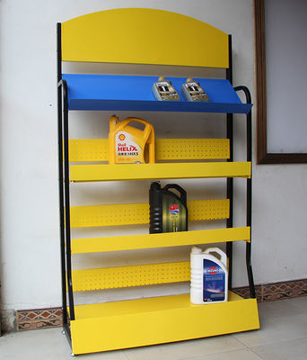 Prateleiras autônomas do metal amarelo da série da cor 4 para a loja dos acessórios do carro
