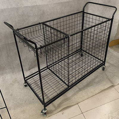 Cremalheiras de exposição removíveis do supermercado do metal da cor preta com rodas