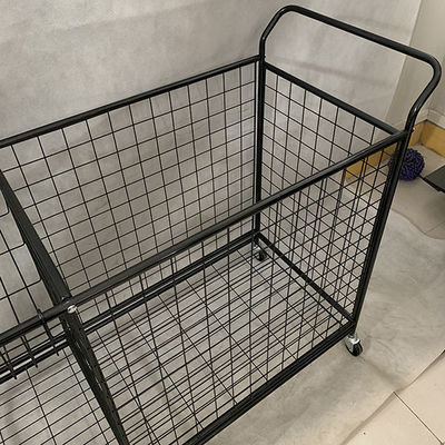 Cremalheiras de exposição removíveis do supermercado do metal da cor preta com rodas