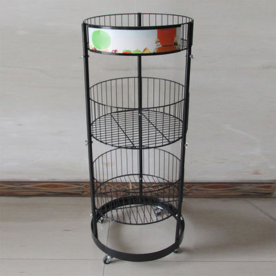 Altura preta do cilindro 497mm Dia Grocery Display Rack 1080mm do metal