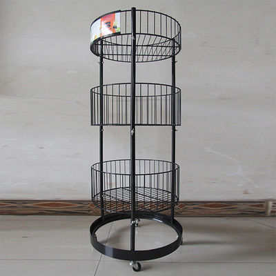 Altura preta do cilindro 497mm Dia Grocery Display Rack 1080mm do metal