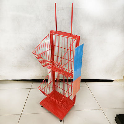 Cremalheiras de exposição do supermercado do comprimento de Mesh Wire Red Color 400mm para doces das cookies