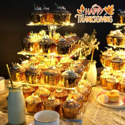 Suporte acrílico do queque da série da pastelaria 4 para o banquete de casamento do aniversário