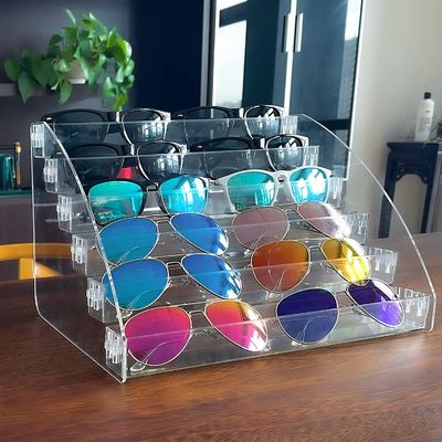 Os óculos de sol Tabletop do suporte indicam para estar a bandeja clara do armazenamento do Eyewear 6 camadas