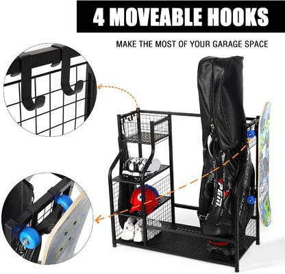 Organizador Rack For Supermarket da garagem do saco de golfe da cor 2 do preto do OEM