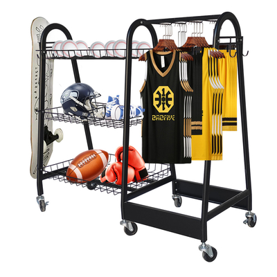 15kg/prateleira da bola de rugby da cremalheira do armazenamento material desportivo da camada com rodas