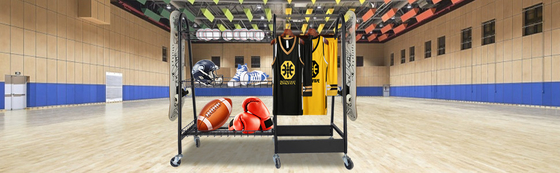A bola da garagem do metal submete o organizador de rolamento With Baskets do armazenamento do material desportivo